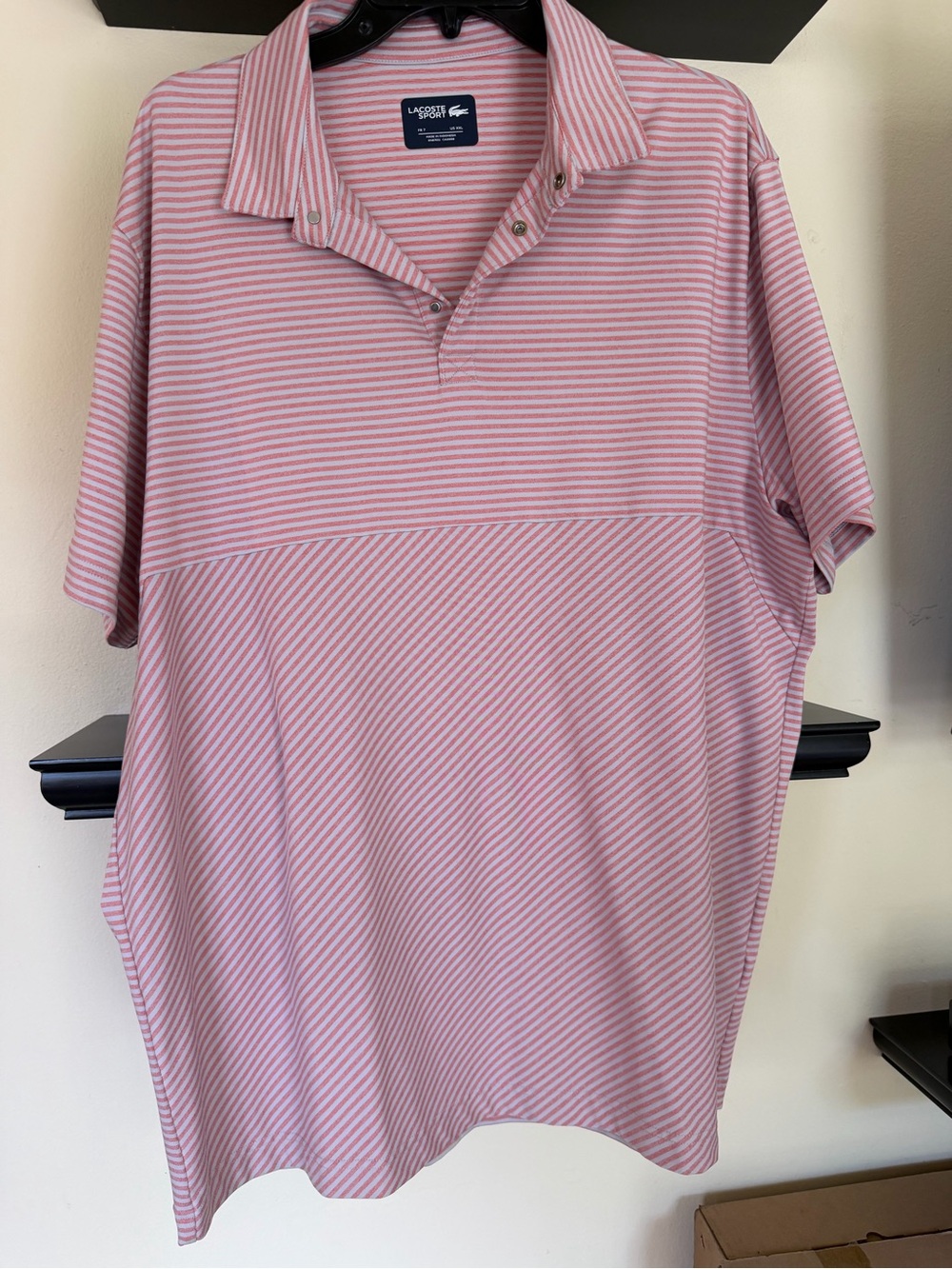 Lacoste Pink and White Striped Men’s Polo
